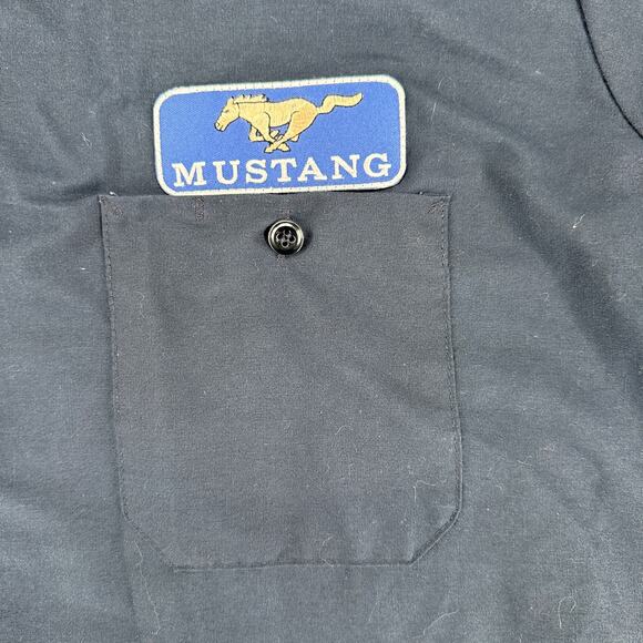 Ford Mustang Blue Pit Mechanic Button Down Work Crew Shirt Official Licensed XL - Picture 3 of 5